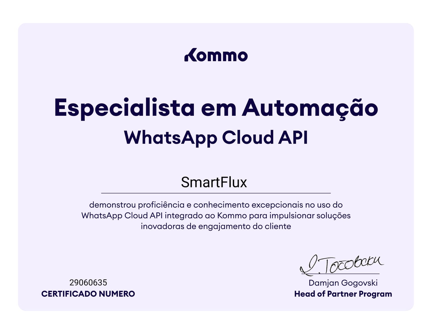 Certificado WhatsApp Business